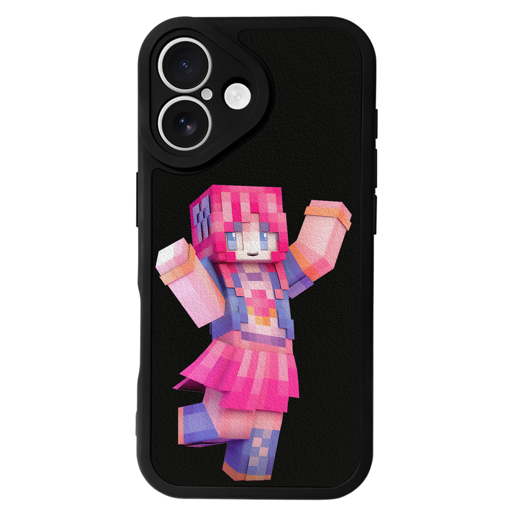 （画像用） マインクラフト ブロックの世界 Minecraft MC Block world 【iPhone 16シリーズ対応】シリコンスマホケース（レザー調） 材質：シリコン